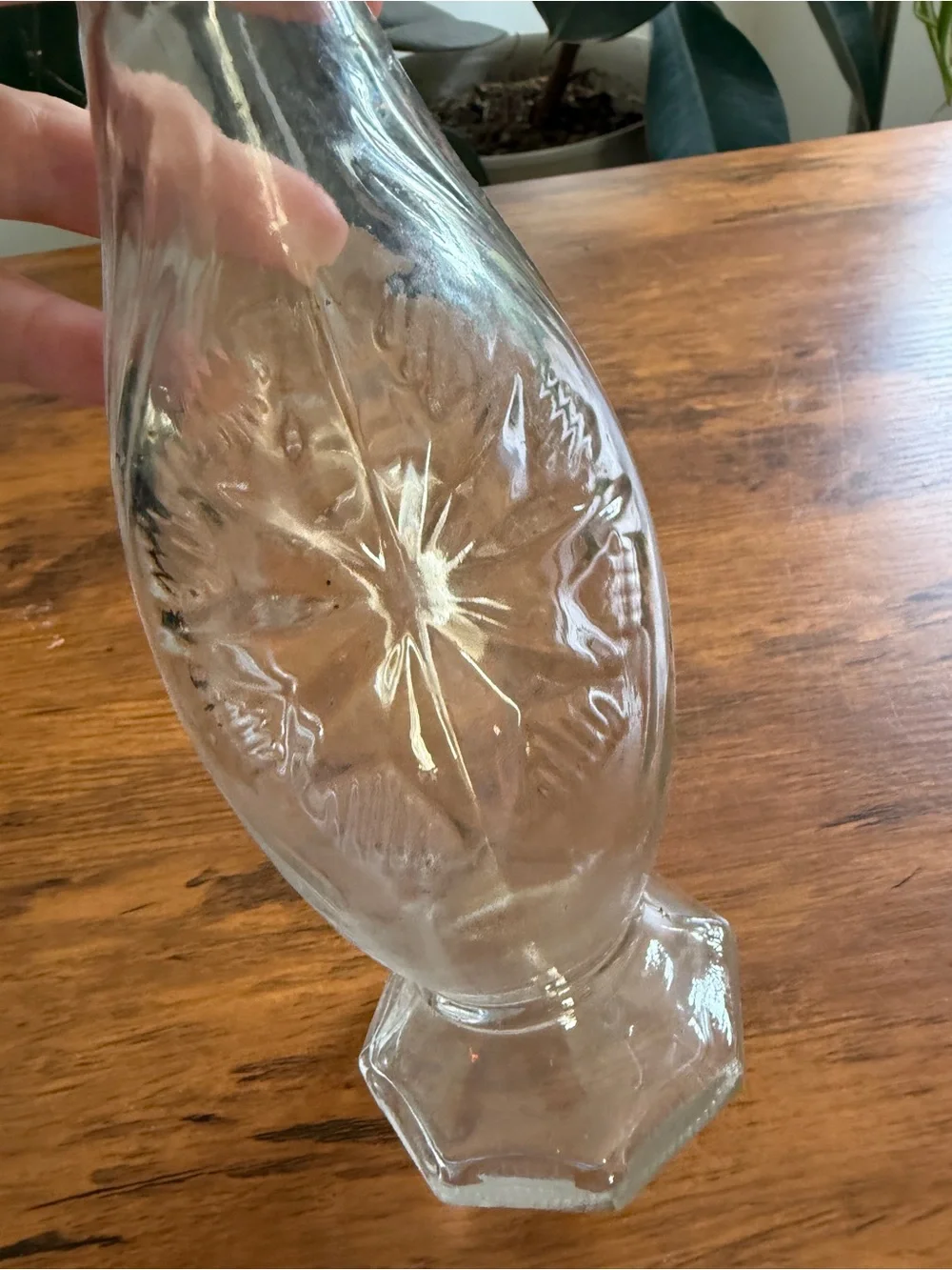 Pressed Starburst Clear Glass Bud Vase